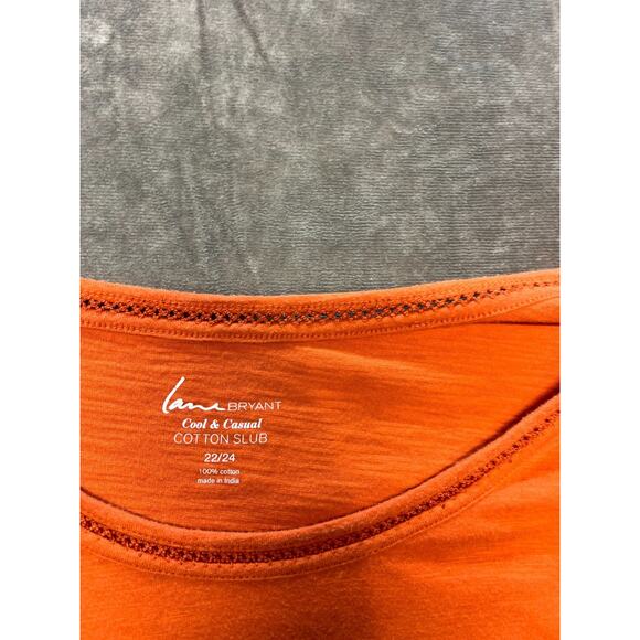 Lane Bryant‎ Womens Orange Top Plus Size 22/24 Cool Casual Cotton Slub Soft - Picture 4 of 6
